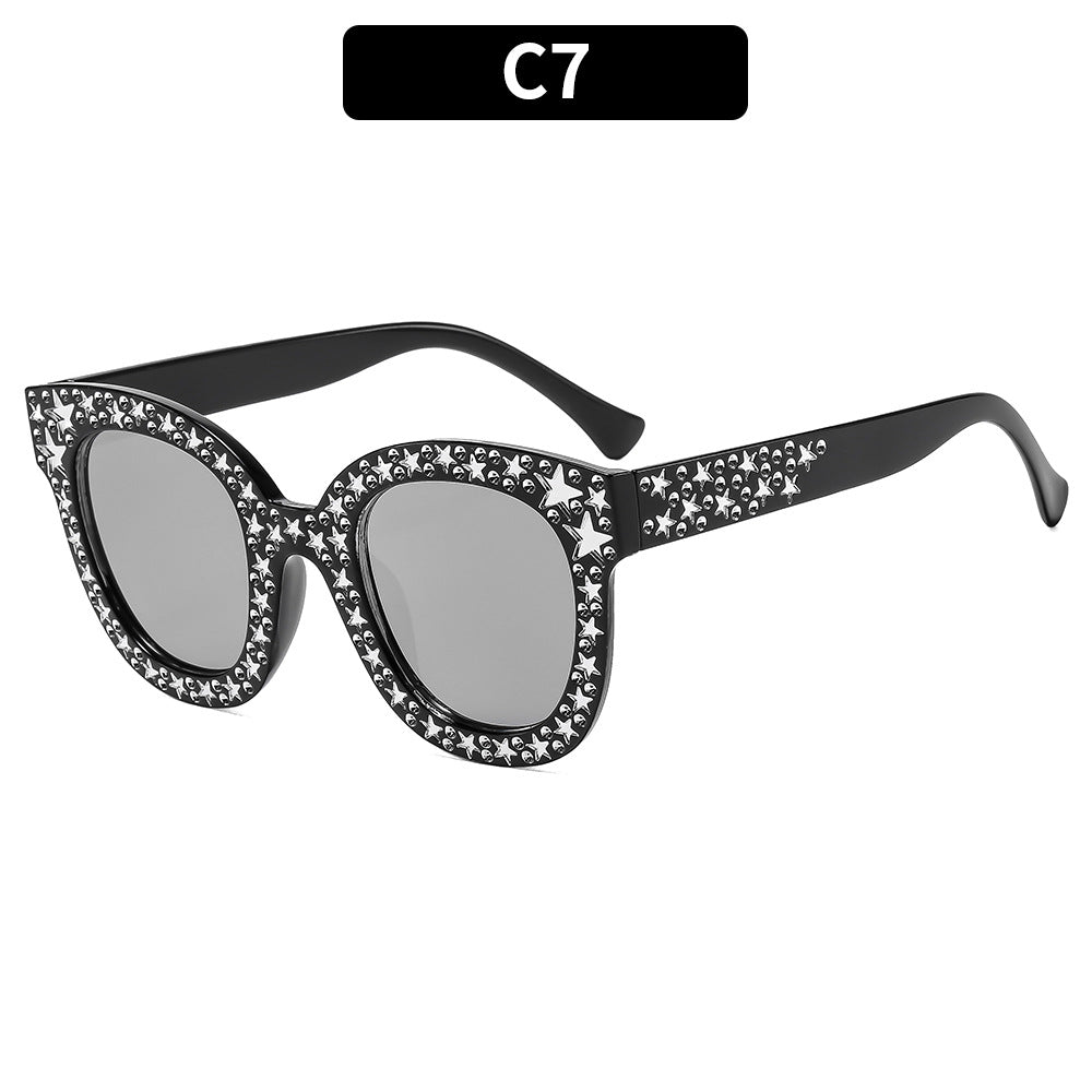 Fashionable Square Frame Sunglasses With Glitter Accents