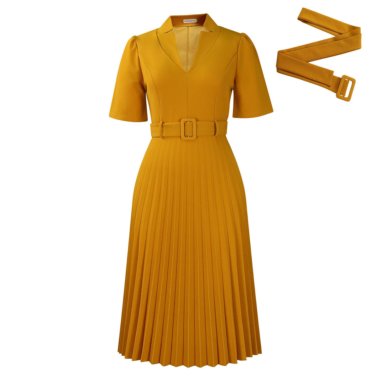 Elegant High-Waisted V-Neck A-Line Dress For Women