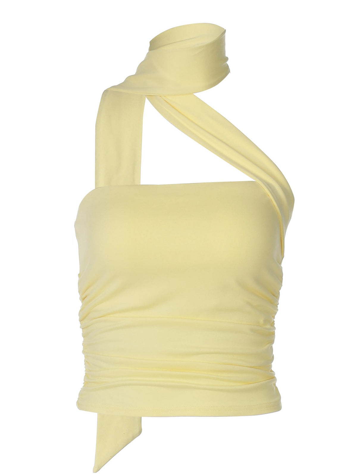 Sexy Strapless Cropped Top with Ribbons in Yellow