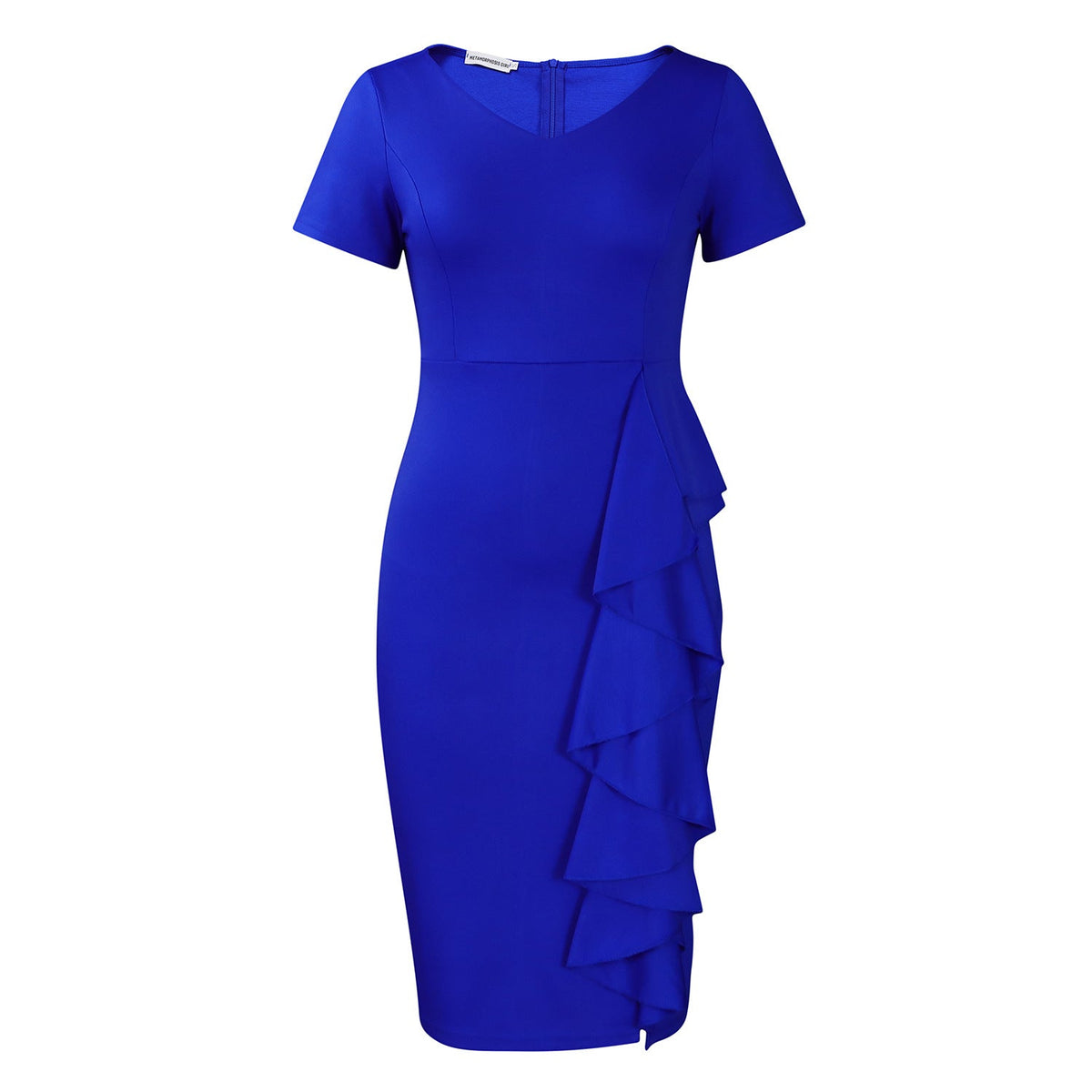 Elegant Solid Color Bodycon Dress With Ruffle Hem
