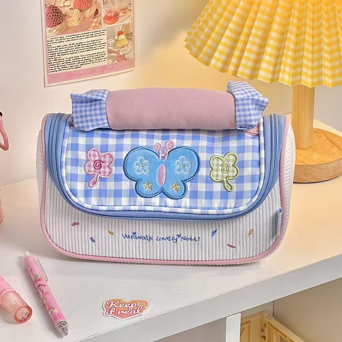 Strawberry Roll Pencil Case Cute Portable Storage Bag for Students