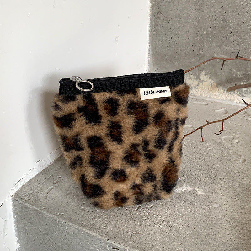 Vintage Leopard Print Portable Cosmetic Bag