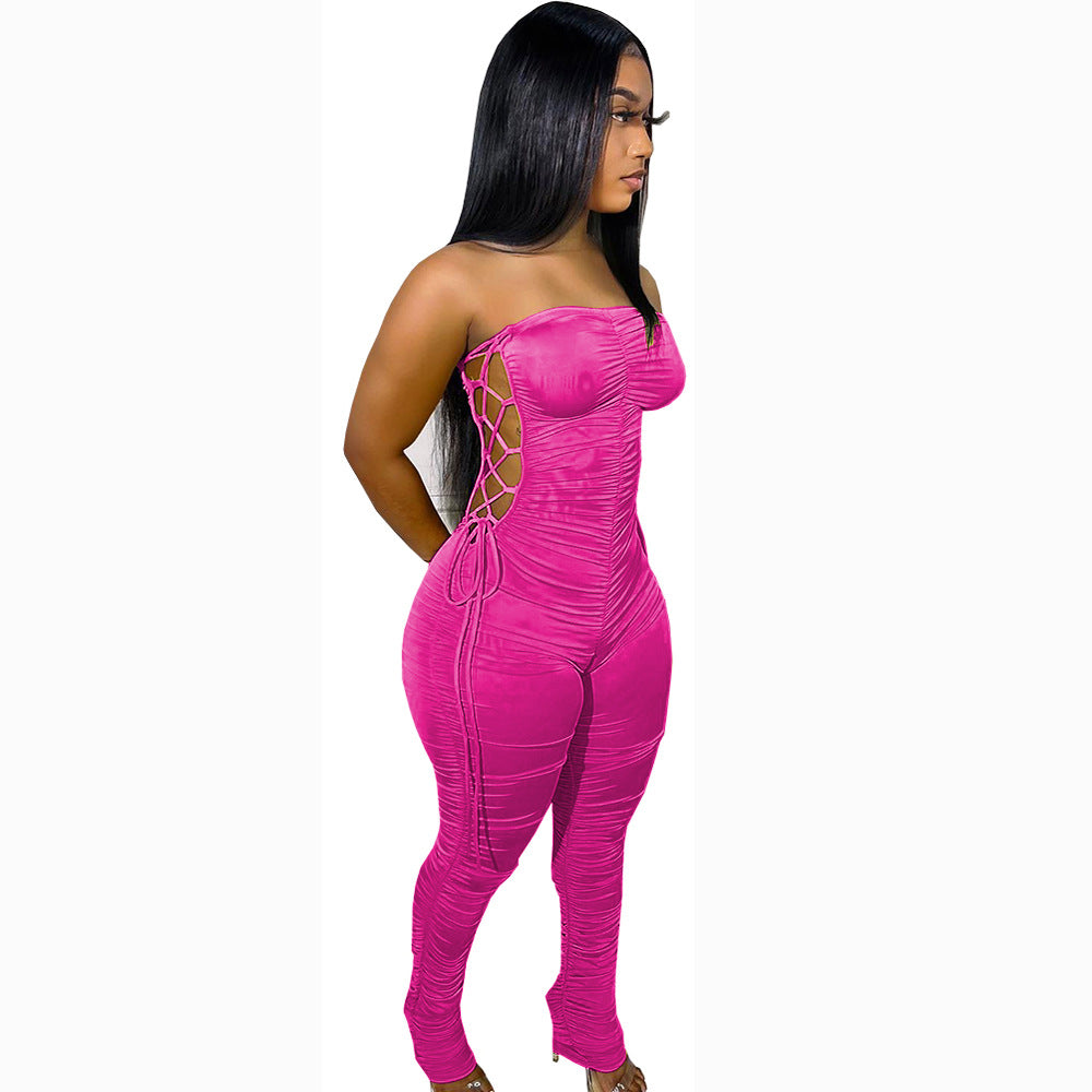 Slim Fit Side Tie Milk Silk Jumpsuit