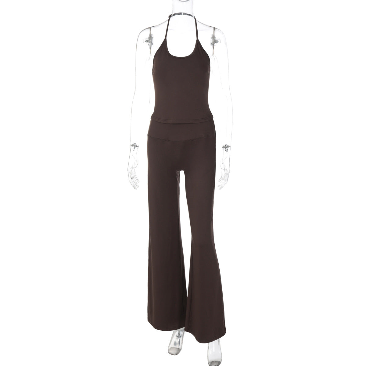 Trendy Casual Backless Tank Top and Trousers Set