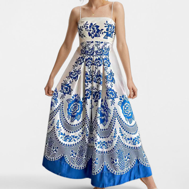 Elegant High-Waisted Floral Maxi Dress