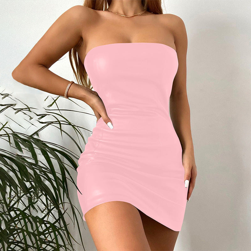 Elegant Solid Color Strapless Midi Dress for Women
