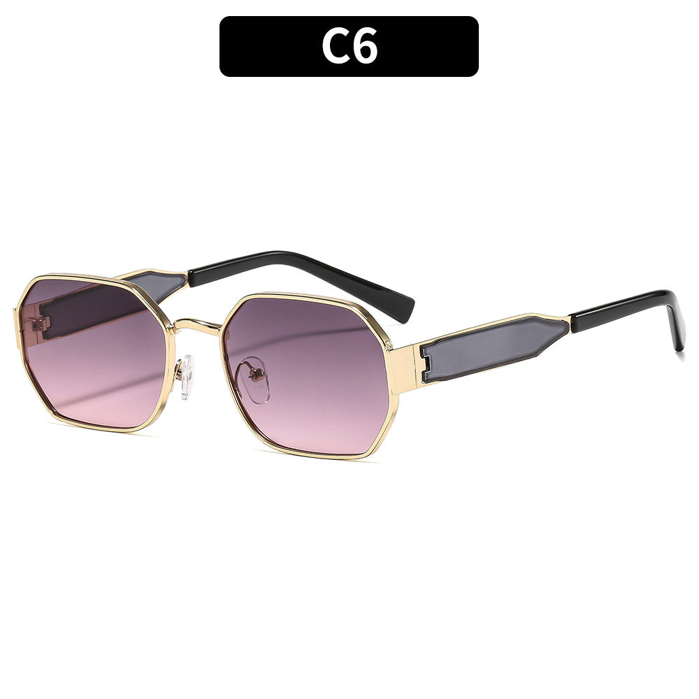 Polygon Metal Sunglasses UV400 Protection Trendy Outdoor Glasses