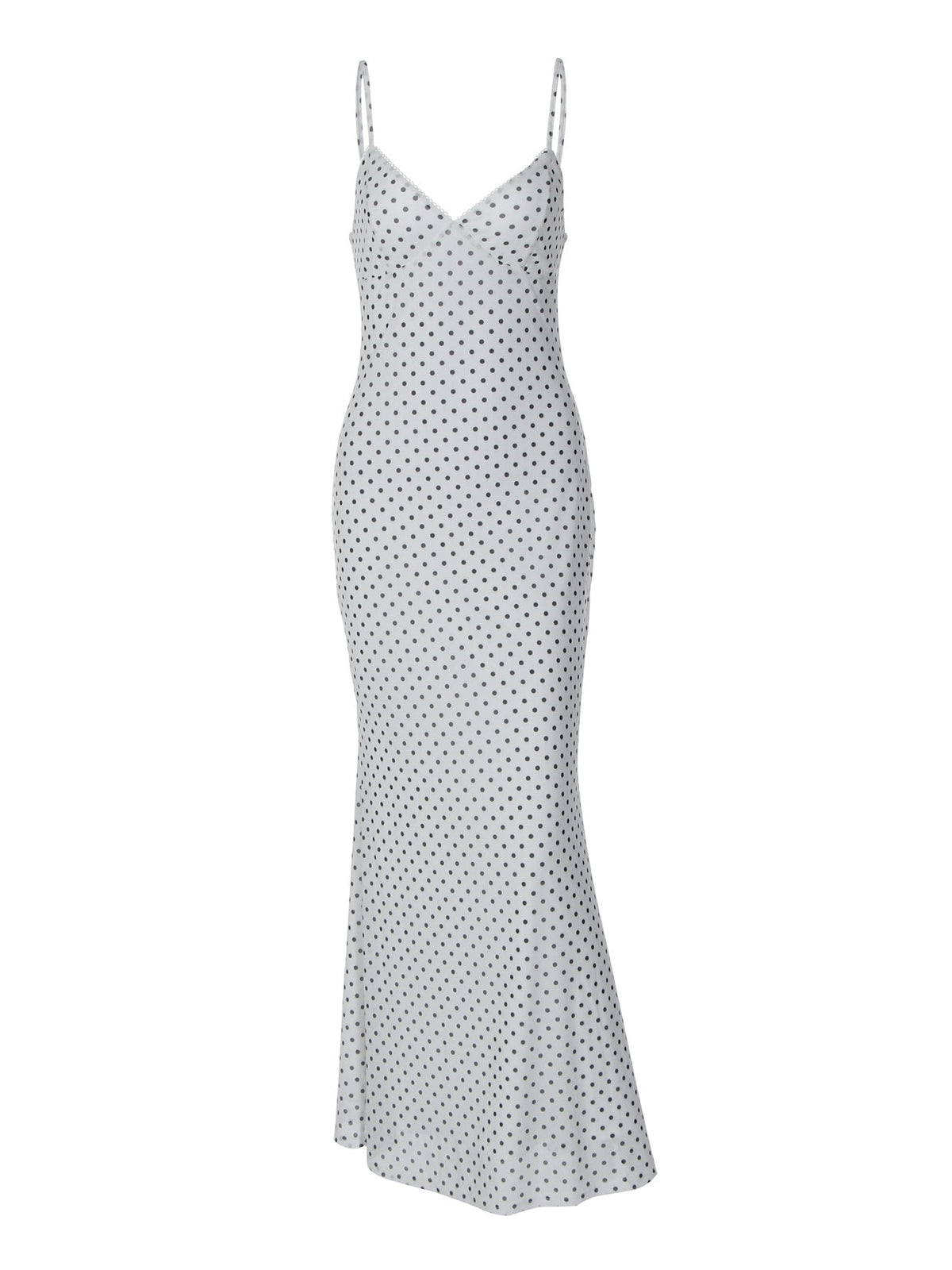 Elegant Polka Dot Deep V Neck Maxi Dress