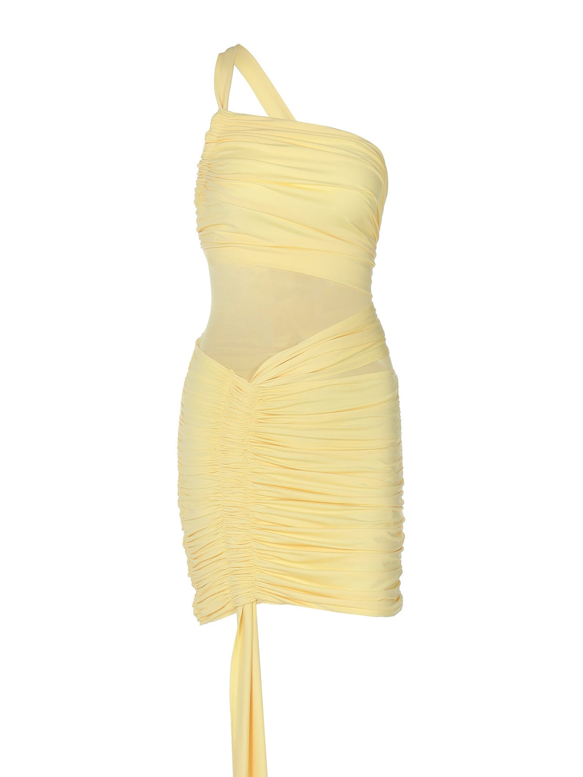 Sexy Sheer Mesh One-Shoulder Bodycon Dress