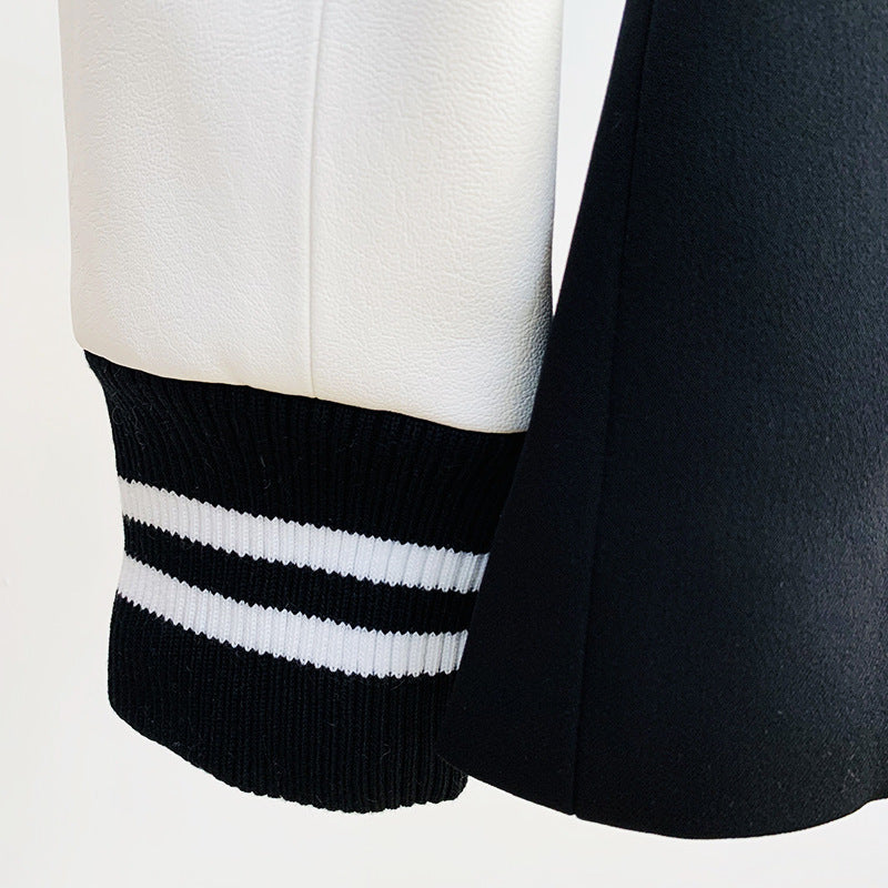 Two-Tone Blended Leather Suit Jacket