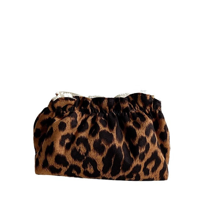 Portable Leopard Print Makeup Bag Stylish Organizer Clutch