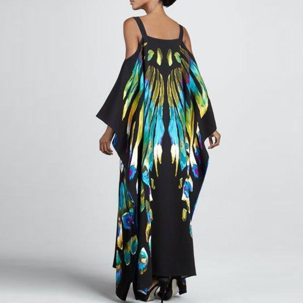 Quick Drying Printed Beach Skirt With Straps, Vacation Robe Style Bikini Cover Up