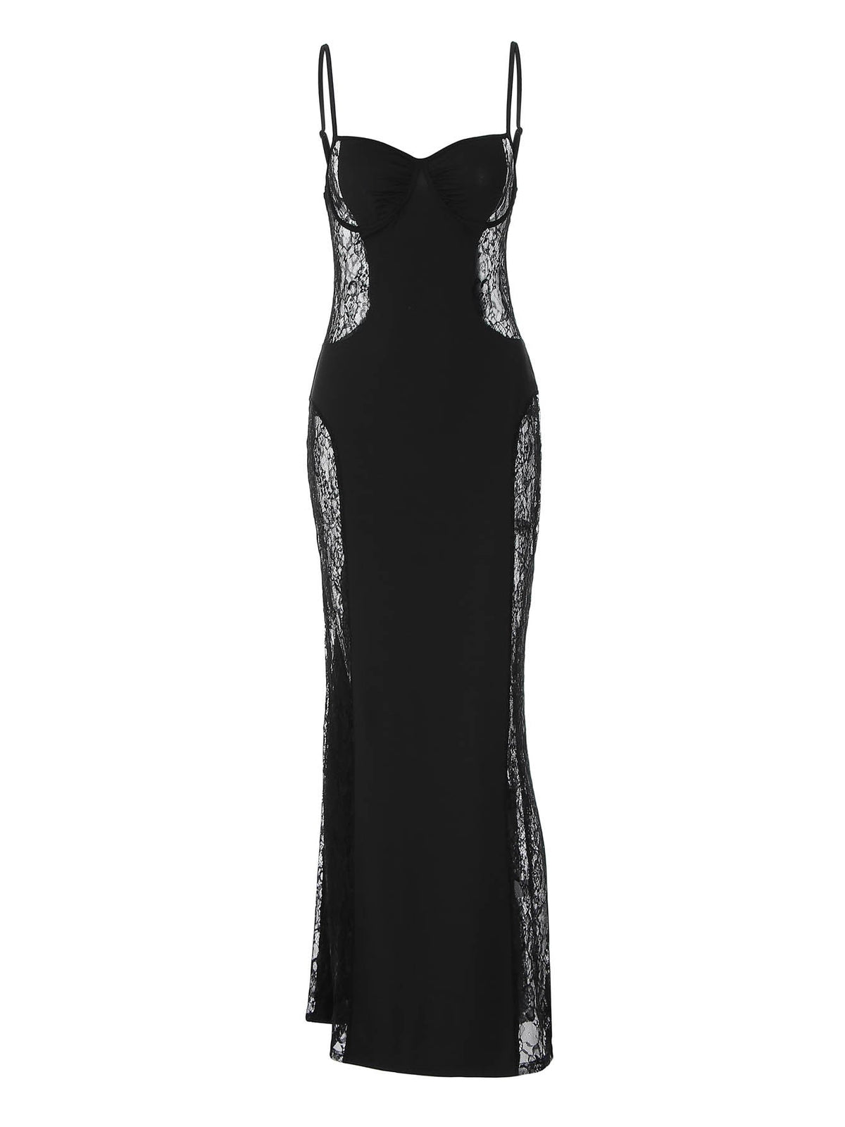 Slim Fit Lace Overlay Midi Dress