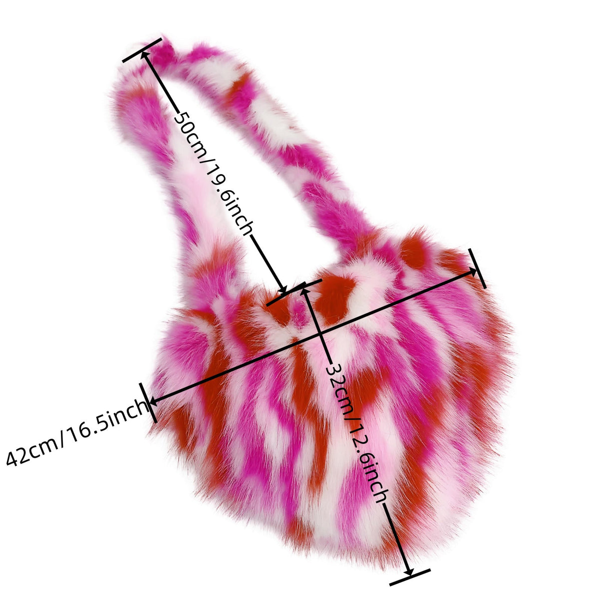 Heart Fluffy Faux Fox Fur Shoulder Bag