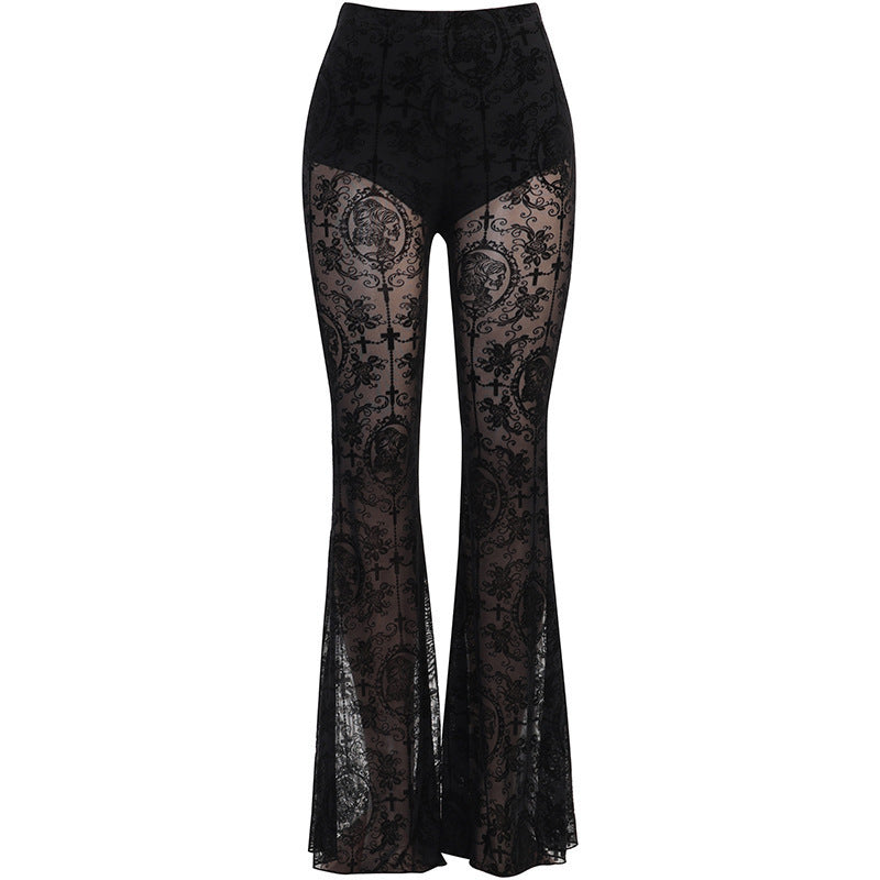 High Waist Lace Flare Pants Sexy Slim Fit