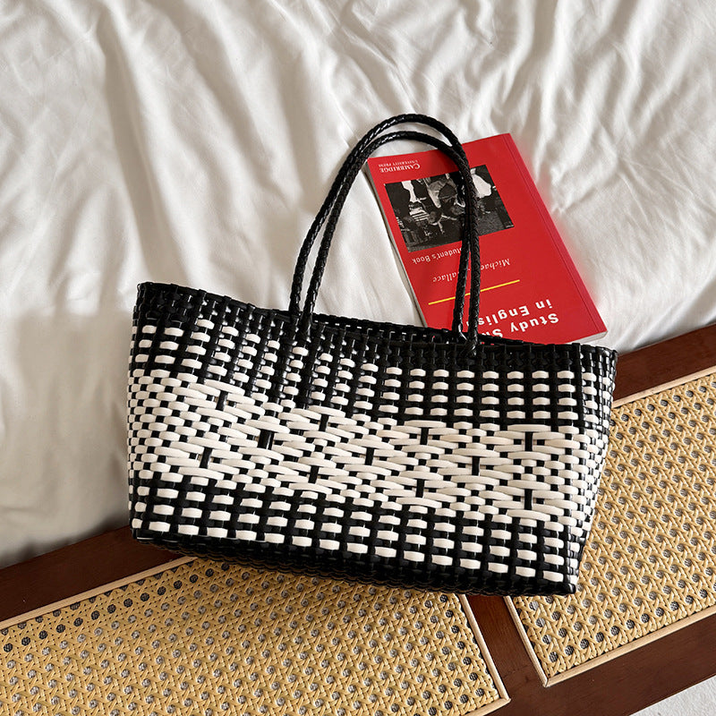 Woven Tote Beach Bag Casual PVC Shoulder Bag