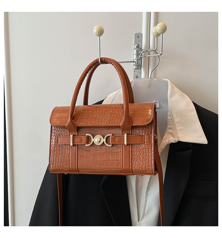 Retro Croc-Embossed Shoulder Bag Stylish Casual Tote