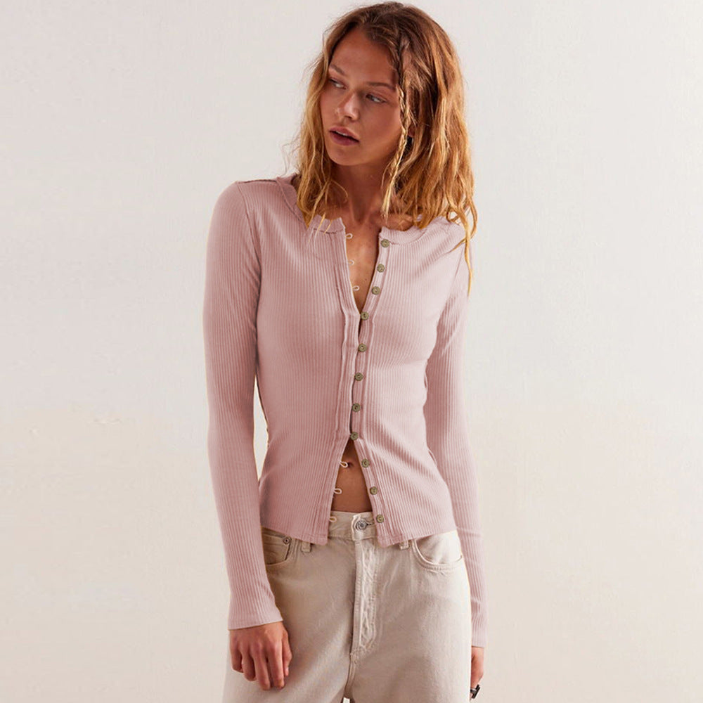 Fashionable Women's Button Cardigan in Solid Color