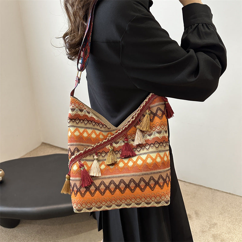 Trendy Bohemian Shoulder Bag Stylish Large Capacity Crossbody Bag