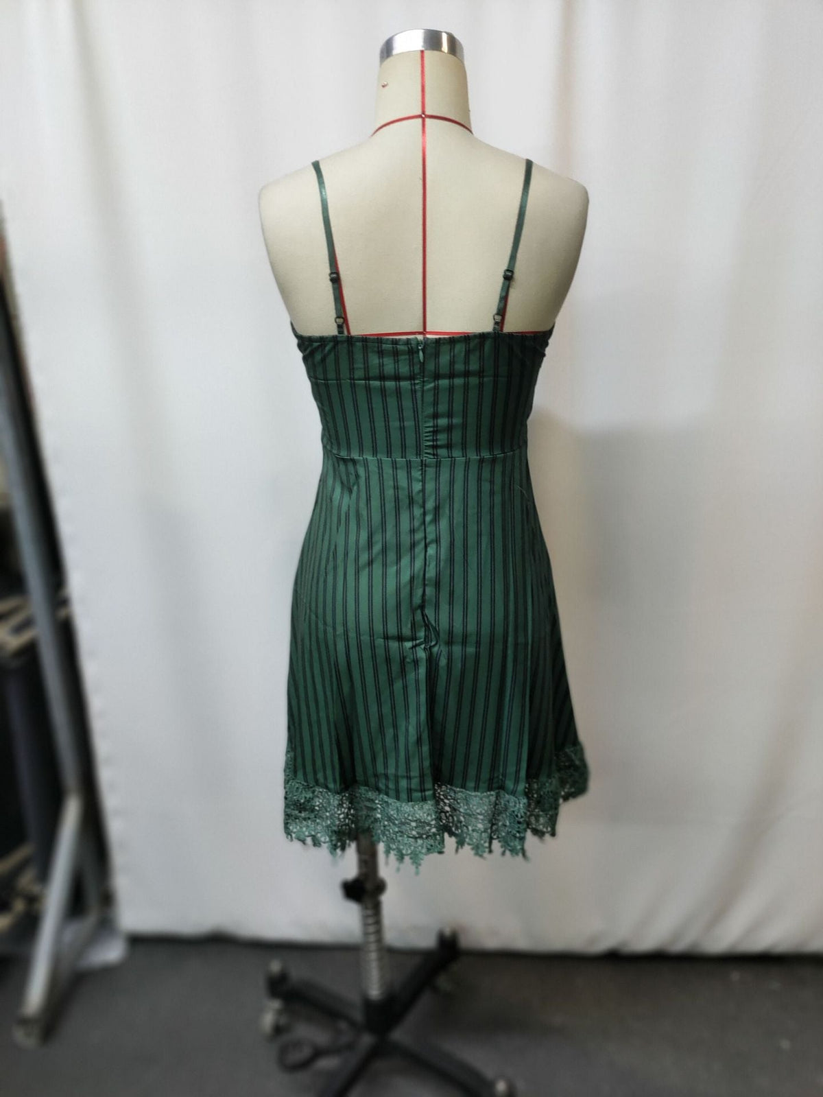 Striped Print Spliced Sleeveless Midi Dress