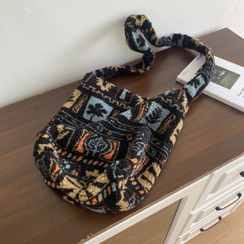 Boho Vintage Plush Crossbody Shoulder Bag