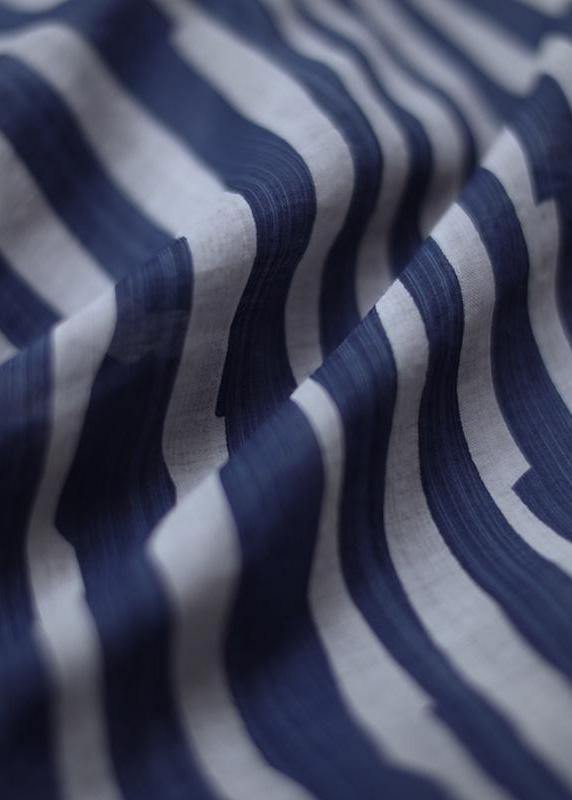 Organic Blue Striped Blouse O Neck Top Photography