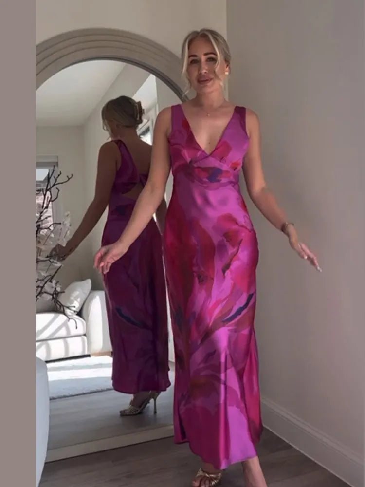 Fashion Printed Curling Edge Dresses Chic Irregular Neck Off Shoulder Open Fork Gown New Women Summer Cocktail Party Vestido
