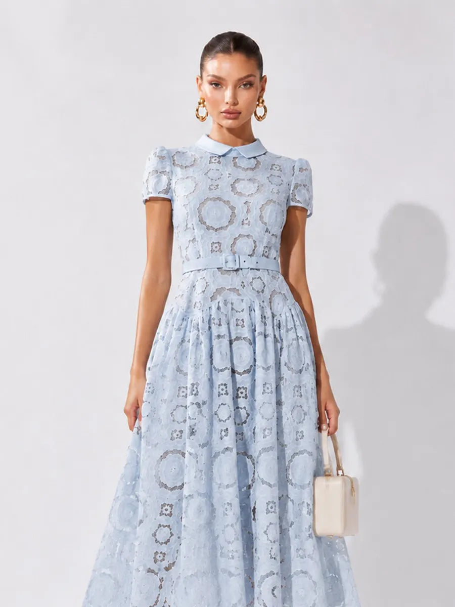 Yvette Cut-out Floral Lace Panel Midi Dress