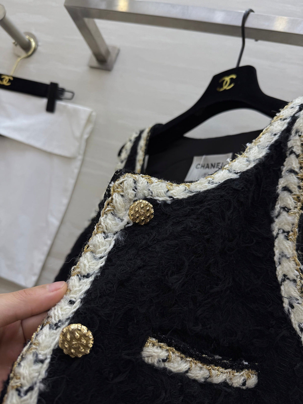 CC FW 25/26 Dress Black White Tweed 343342
