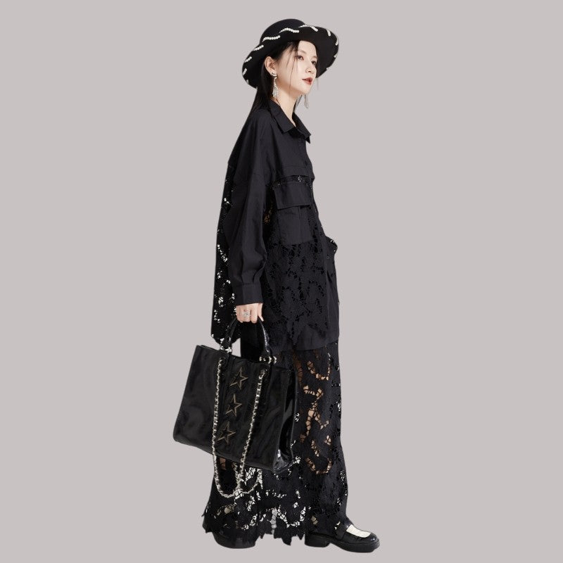 Lace-Trimmed Panel Skirt