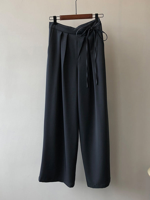 Urban Wide Leg Bandage Solid Color Pants