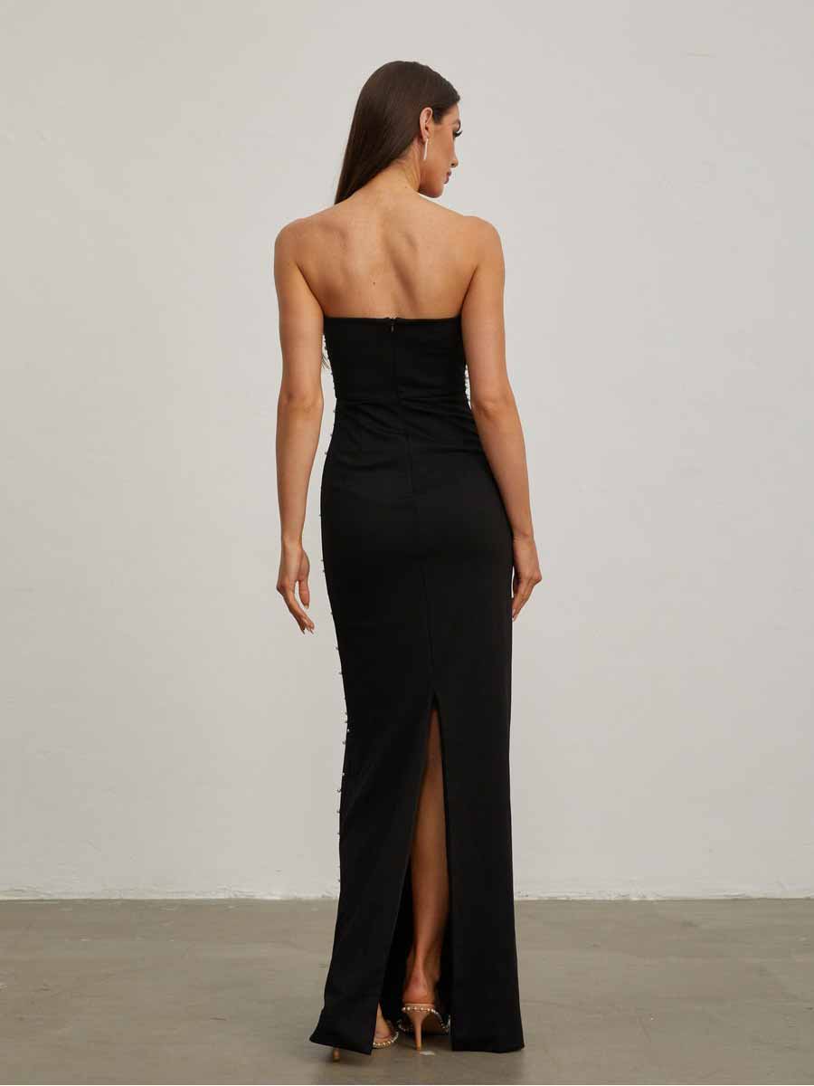 Georgia Sexy Strapless Bubble Bead Maxi Dress