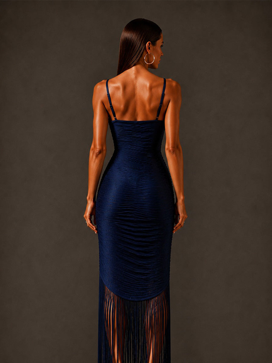 Penelope Strappy Tassel Bandage Midi Dress