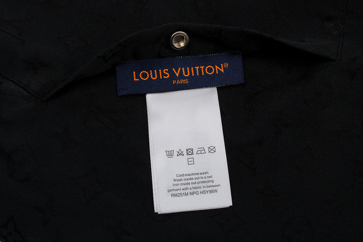 LV 1v Checkered Leather Collar Reversible Waist-cinching Jacket 494280