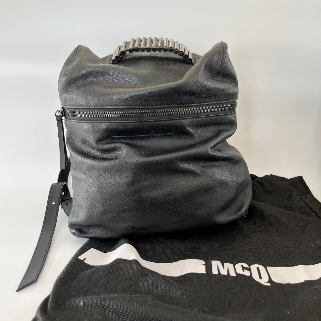 Alexander McQueen Black Leather Backpack