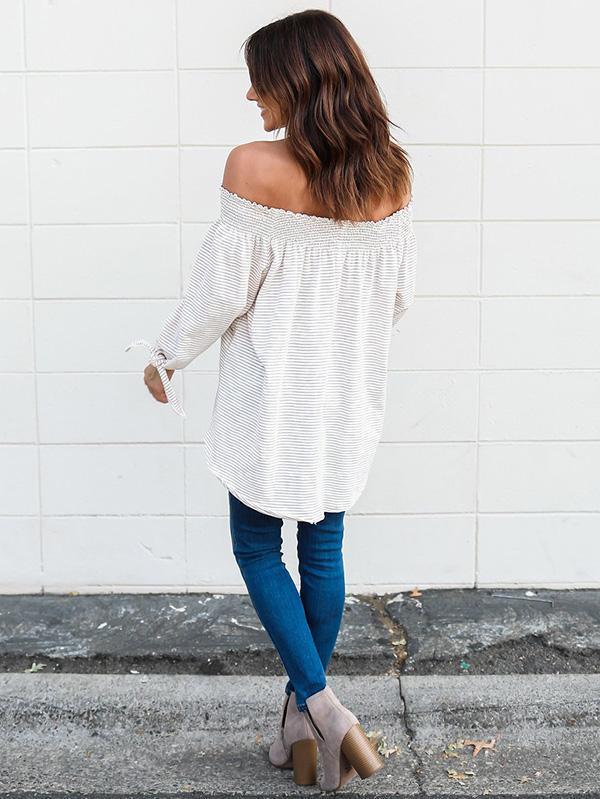 Off-The-Shoulder Long Sleeves Blouse&Shirt Tops