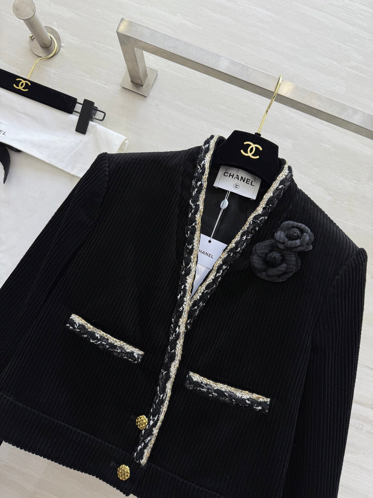CC FW 25/26 Corduroy Jacket Black White Tweed 343352