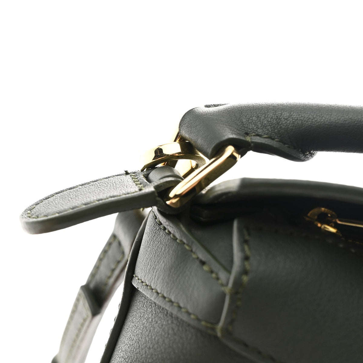 Calfskin Mini Puzzle Edge Bag Vintage Khaki
