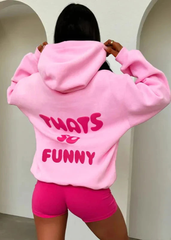 Fleece Hooded Pullover For Women With Bold Print