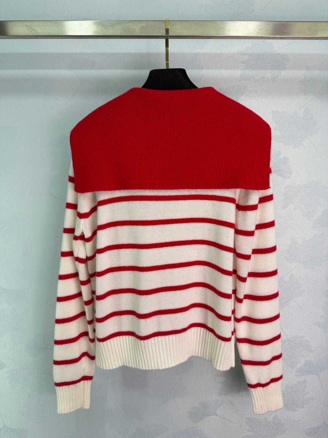 Miu 26s Striped Sailor Collar Knit Cardigan Wool 345083