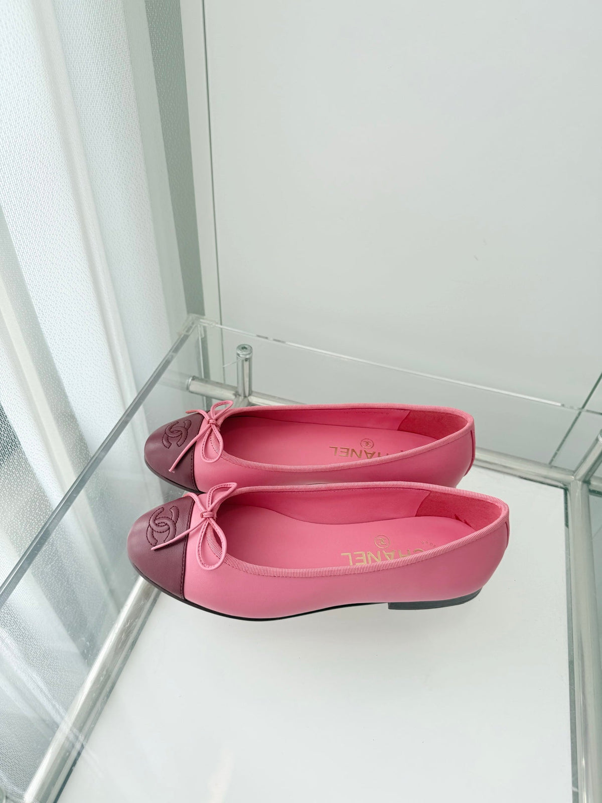 ballet flats pink mix burgundy lambskin 566821