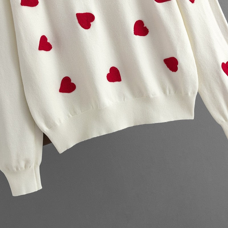 Round Neck Love Pullover Loose Sweater