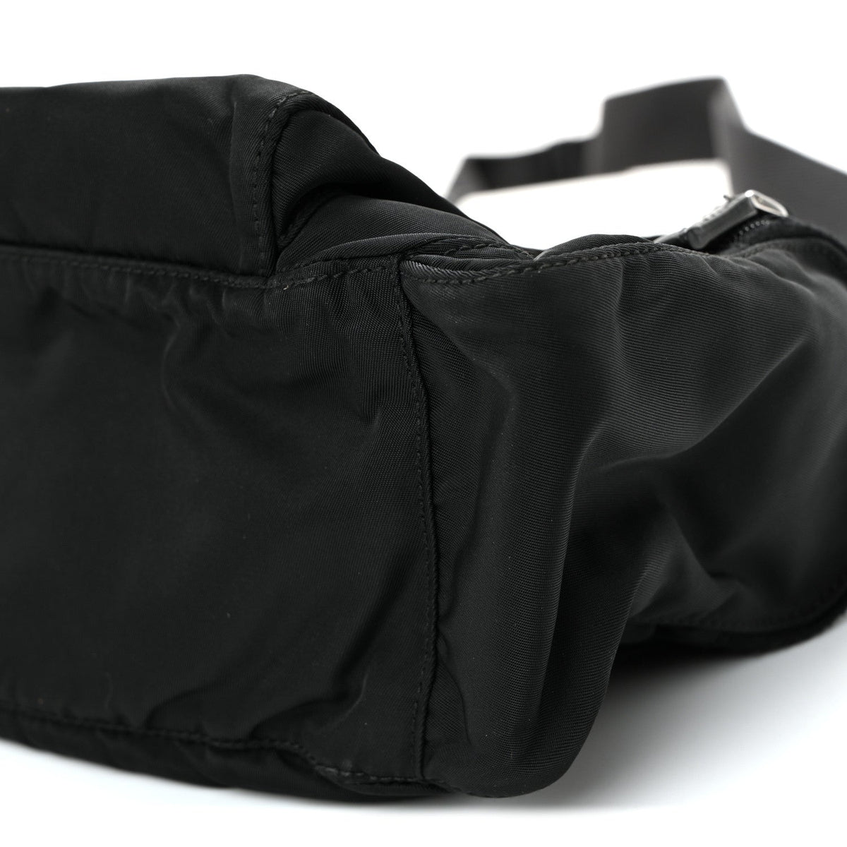 Nylon Vela Saffiano Single Buckle Messenger Shoulder Bag Black