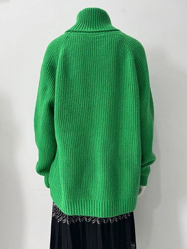 Casual 6 Colors High-Neck Long Sleeves Sweater Top