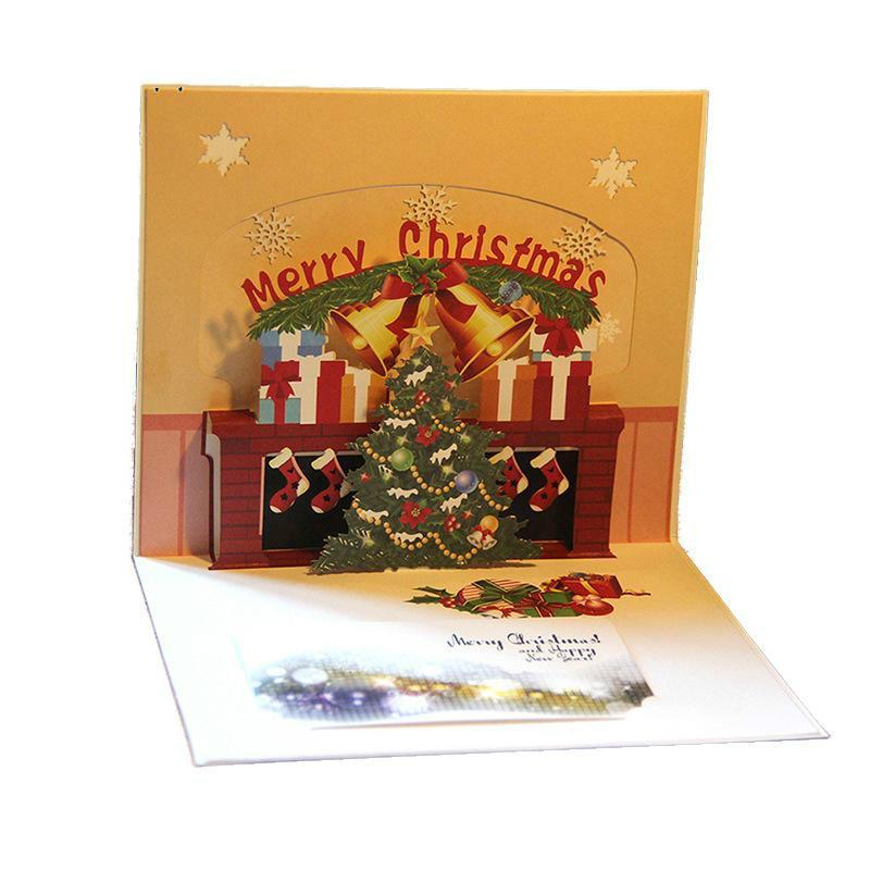 3Pcs/Lot 3D Paper Christmas Cards Navidad Postcards Folding Merry Christmas Card Decoration Natal New Year Gifts Noel Ornaments Xmas