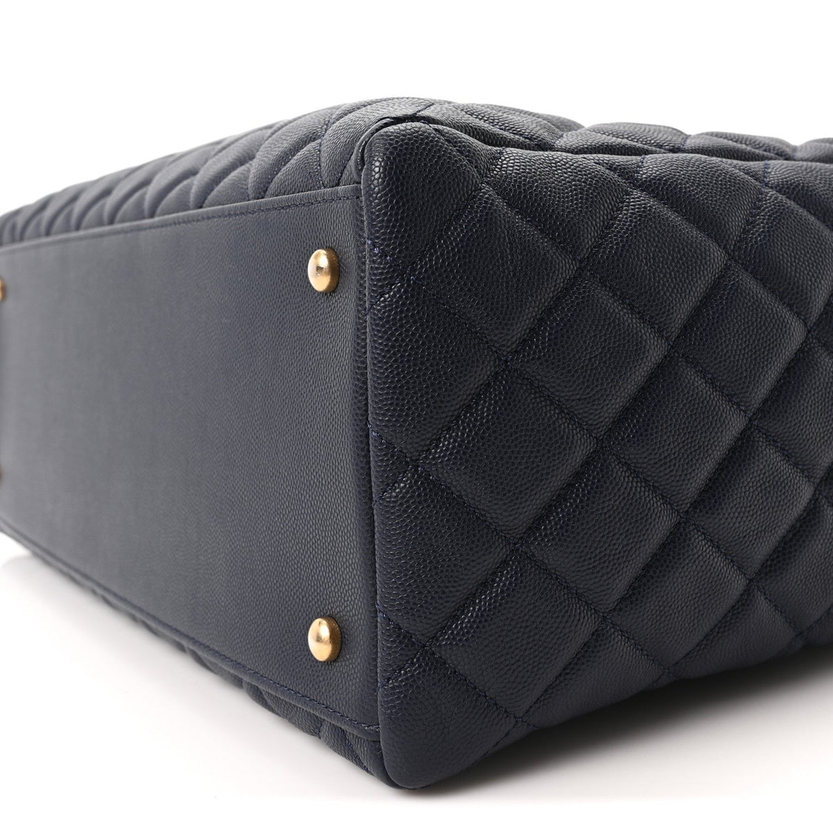 Caviar Quilted Large Coco Handle Shopping Tote Navy