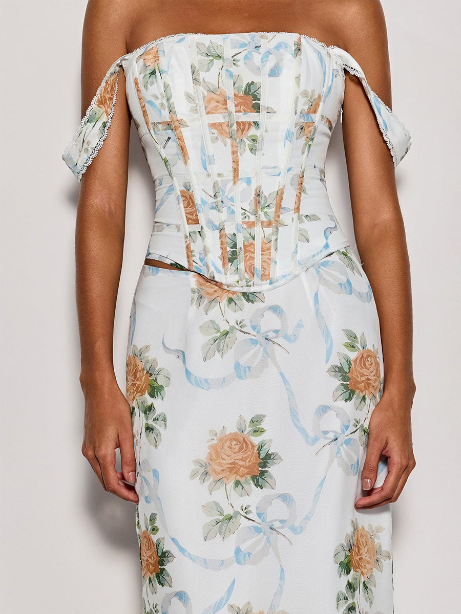 Zoey Off Shoulder Floral Maxi Dress
