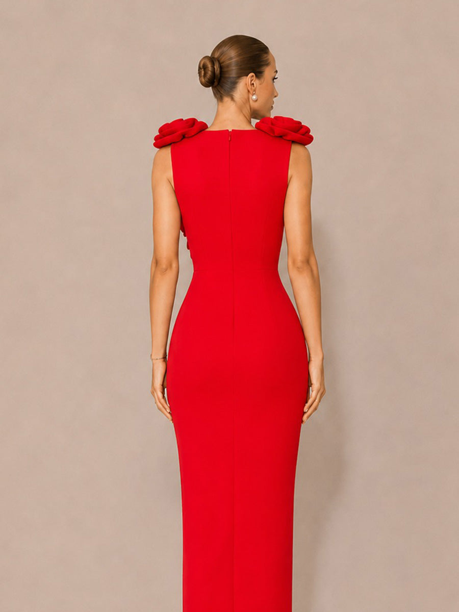 Bellamy Metallic-Trim Ruffled Maxi Dress