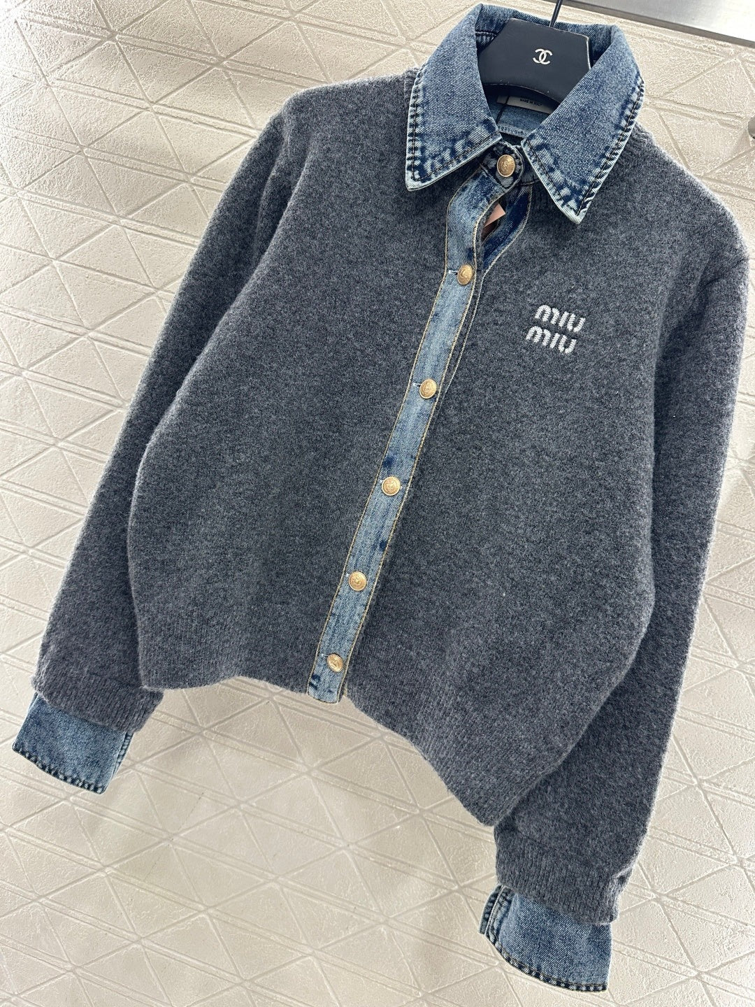 MIUMIU KNIT JACKET WITH DENIM STYLE 735
