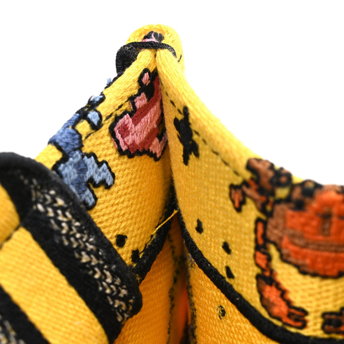 Canvas Embroidered Small Pixel Zodiac Book Tote Yellow Multicolor